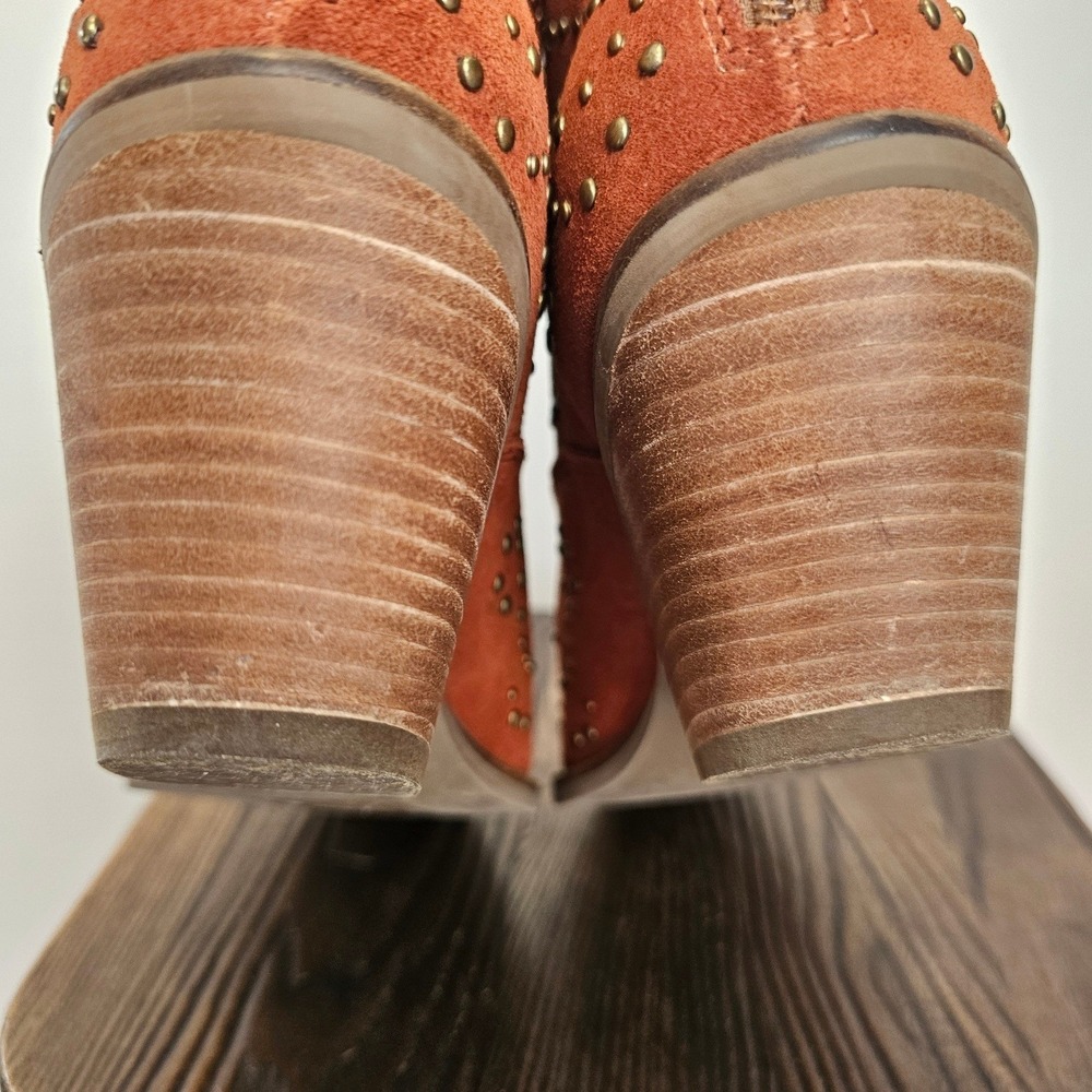Dingo Burnt Orange Suede Studded Western‎ Ankle Boots Size 10 Cowgirl Booties - Picture 6 of 11
